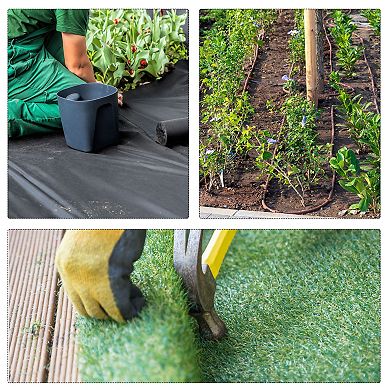 Garden Stakes Pins U Shape, Galvanized Landscape Staples Lawn Pegs For Ground Cover, Silver Tone