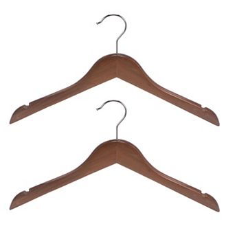 2 pc Wooden Hangers 380mm Length Retro Coat Hanger With 360° Swivel Round Hook