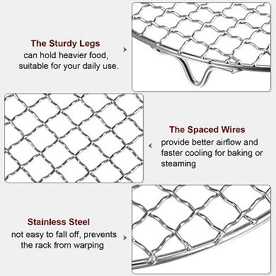 Round Cooking Rack 7" 201 Stainless Steel Barbecue Grill With 20mm Legs