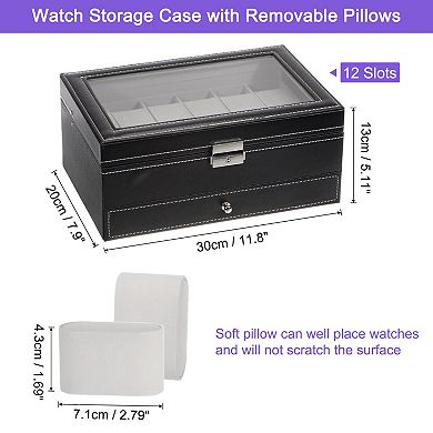 Watch Storage Box With Transparent Window, Wooden Composite Board With Flannel Lining