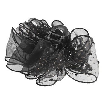 Fashion Polka Dots Mesh Hair Clips Hairdo Clip For Women 6.10"x4.72"x2.76" Black