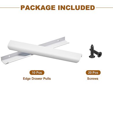 10 Pack Finger Edge Pull Cabinet Handles 7.5 Inch Hole Center