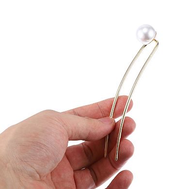 Classic Pearl U-shaped Hair Pins Hair Clips For Women 4.76"x0.91"x0.79" 1 Pcs