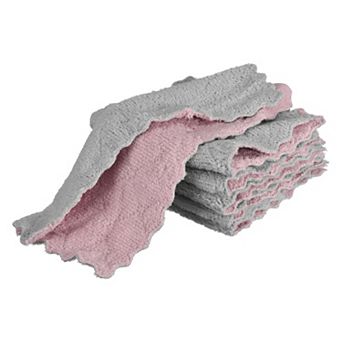 12 pc Kitchen Dish Cloths, 9.4" Coral Velvet Cleaning Cloths