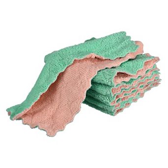 12 pc Kitchen Dish Cloths, 9.4" Coral Velvet Cleaning Cloths