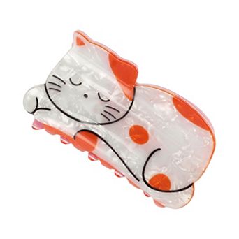 Fashion Cute Cat Hair Clips Hairdo Clip For Women 3.46"x1.77"x1.69" Orange White