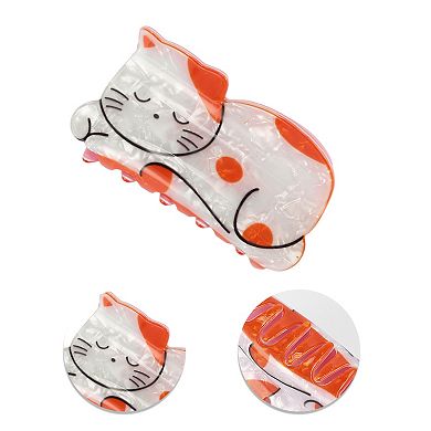 Fashion Cute Cat Hair Clips Hairdo Clip For Women 3.46"x1.77"x1.69" Orange White
