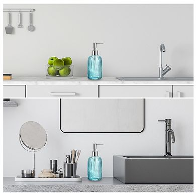 Soap Dispensers Set Glass Dish Hand Soap Dispenser With Pump For Kitchen Bathroom