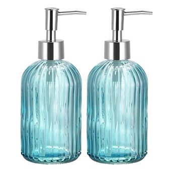 Soap Dispensers Set Glass Dish Hand Soap Dispenser With Pump For Kitchen Bathroom