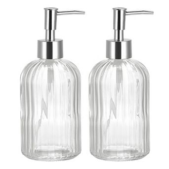 Soap Dispensers Set Glass Dish Hand Soap Dispenser With Pump For Kitchen Bathroom