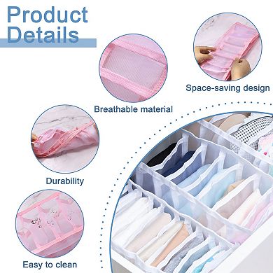 Washable Wardrobe Clothes Organizer, 11 Grids Sock Drawer Organizer For Storing Jeans, Underwear