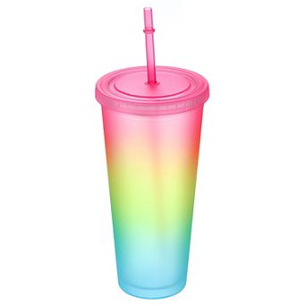 Acrylic Tumbler With Lid And Straw, Insulated Double Wall Cups For Ice Coffee, Matte Travel Tumblers