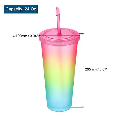 Acrylic Tumbler With Lid And Straw, Insulated Double Wall Cups For