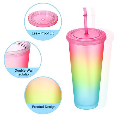 Acrylic Tumbler With Lid And Straw, Insulated Double Wall Cups For Ice  Coffee, Matte Travel Tumblers