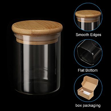 6.8 Oz 2 Pack Glass Kitchen Container Clear Food Storage Jar For Nuts Sugar Coffee Beans Spices