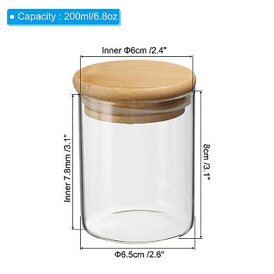 6.8 Oz 2 Pack Glass Kitchen Container Clear Food Storage Jar For Nuts Sugar Coffee Beans Spices