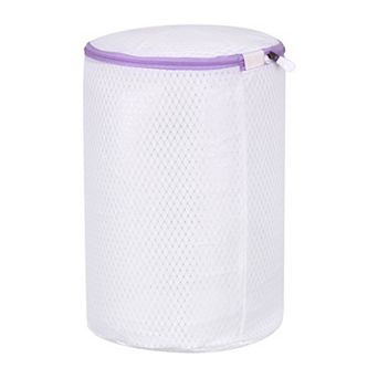 7.9x15" Cylinder Mesh Laundry Bags Shoe Washing Bag, White Purple