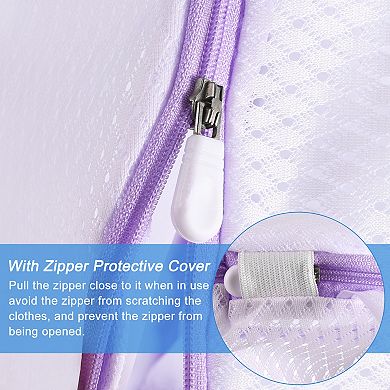 7.9x15" Cylinder Mesh Laundry Bags Shoe Washing Bag, White Purple