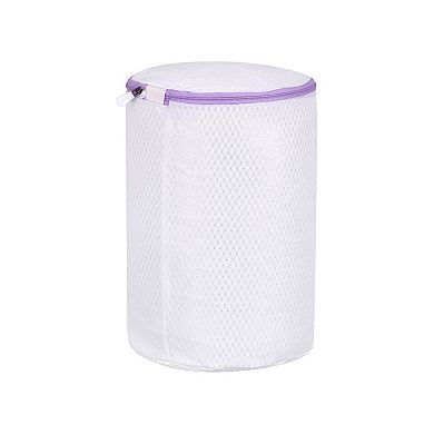 7.9x15" Cylinder Mesh Laundry Bags Shoe Washing Bag, White Purple