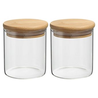 14 Oz 2 Pack Glass Kitchen Container Clear Food Storage Jar For Nuts Sugar Coffee Beans Spices
