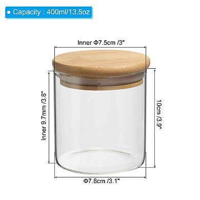 14 Oz 2 Pack Glass Kitchen Container Clear Food Storage Jar For Nuts Sugar Coffee Beans Spices