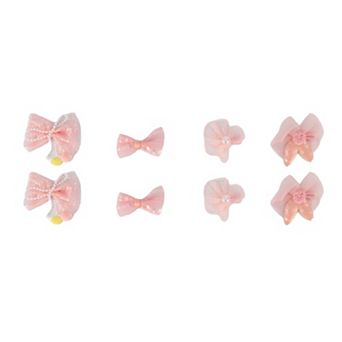 Cute Flowers Bow Hair Clips Hairdo Clip For Children Pink 8 pc
