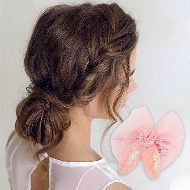 Cute Flowers Bow Hair Clips Hairdo Clip For Children Pink 8 Pcs