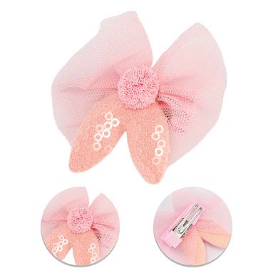 Cute Flowers Bow Hair Clips Hairdo Clip For Children Pink 8 Pcs