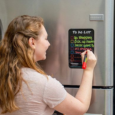 8 Multicolored Liquid Chalk Markers With Magnetic Blackboard, Stencils & Labels
