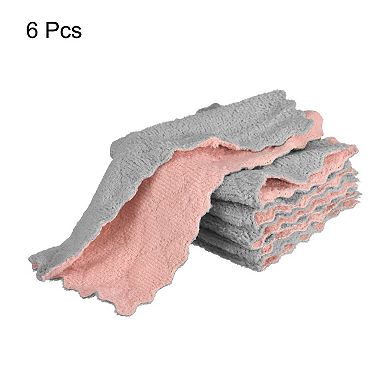 6pcs Kitchen Dish Towel 9.8" Absorbent Coral Fleece Dish Cloth