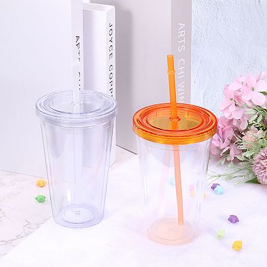 Acrylic Tumbler With Lid And Straw, Clear Travel Tumblers For Birthdays Gifts, Customization