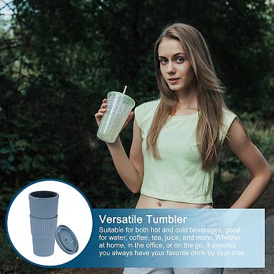 Boba Cups With Lid Straw, Insulated Double Wall Acrylic Tumbler Cups With Wide Straw & Clean Brush