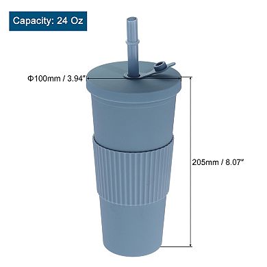 Boba Cups With Lid Straw, Insulated Double Wall Acrylic Tumbler Cups With Wide Straw & Clean Brush