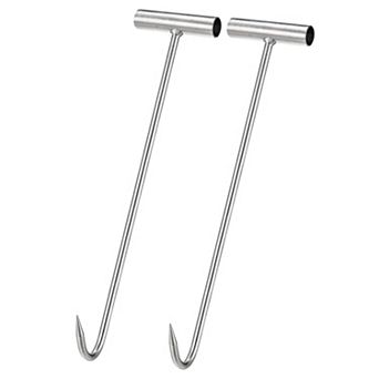 15.35" T-handle Meat Boning Hook, Galvanized T Hooks For Restaurant 2 pc