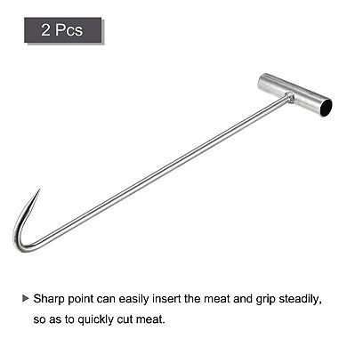 15.35" T-handle Meat Boning Hook, Galvanized T Hooks For Restaurant 2pcs