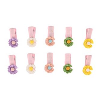 Fashion Cute Flowers Hair Clips Pink Yellow Green Purple White 10 pc