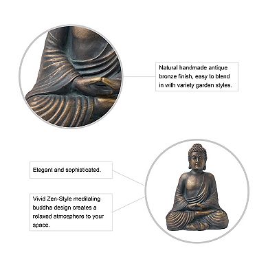 Glitzhome Mgo Meditating Buddha Statue, 19 Inch Tall