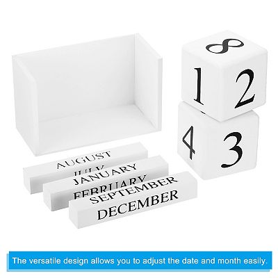 Vintage Wood Block Perpetual Calendar, Month Date Display Blocks