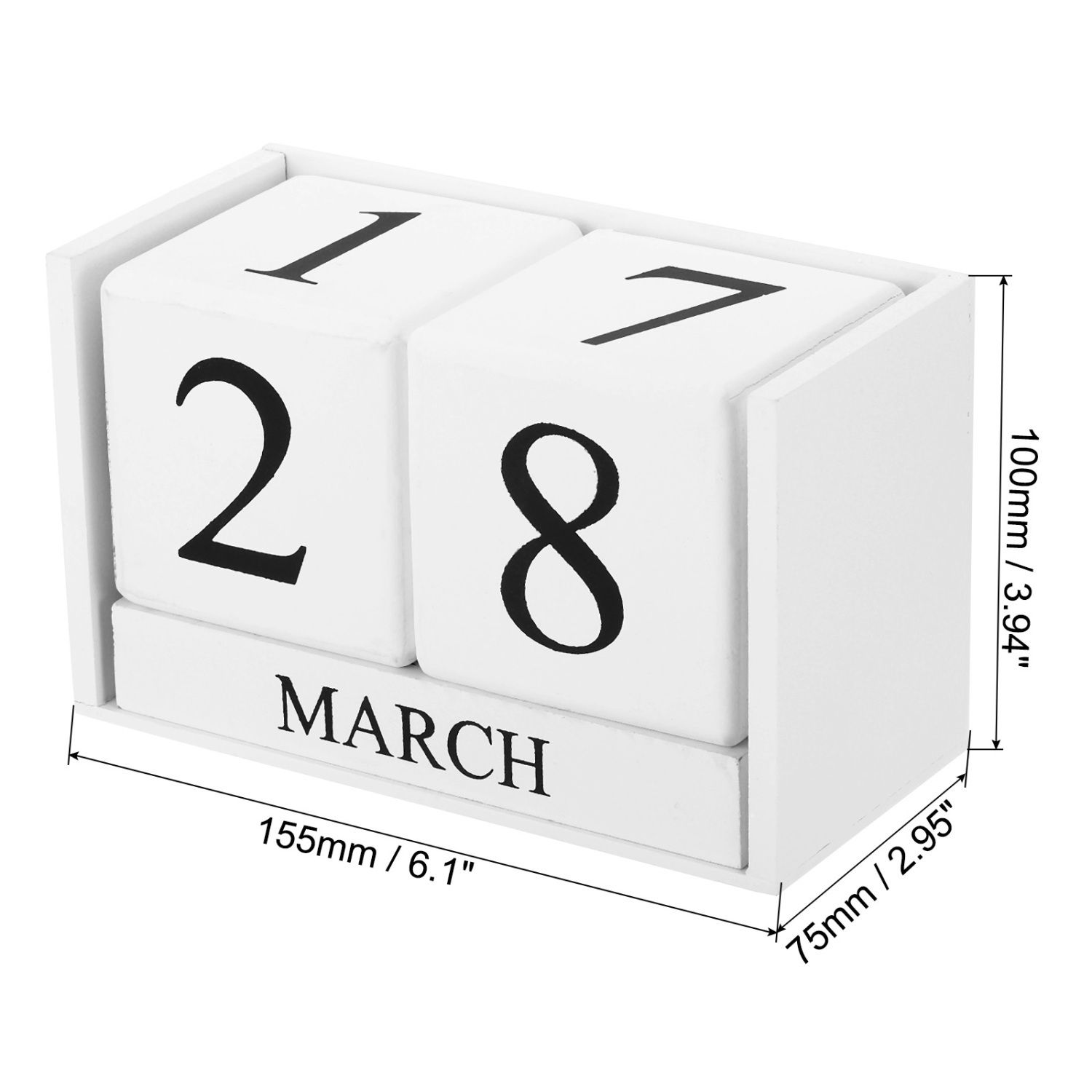Vintage Wood Block Perpetual Calendar, Month Date Display Blocks
