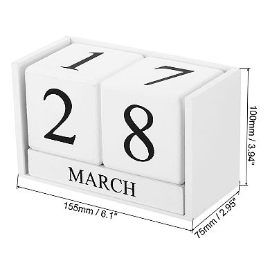 Vintage Wood Block Perpetual Calendar, Month Date Display Blocks For ...