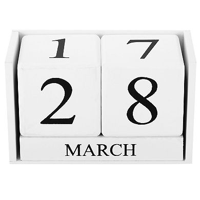 Vintage Wood Block Perpetual Calendar, Month Date Display Blocks For ...