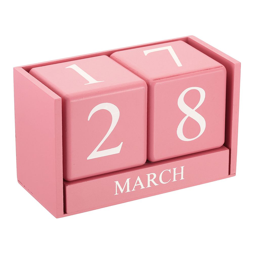 Vintage Wood Block Perpetual Calendar, Month Date Display Blocks