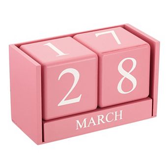 Vintage Wood Block Perpetual Calendar, Month Date Display Blocks For Desk Office Home Decoration