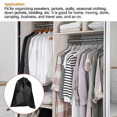 Clothes Storage Drawstring Bag, 23.6" Height Clothing Blankets Organizer Bags, Black