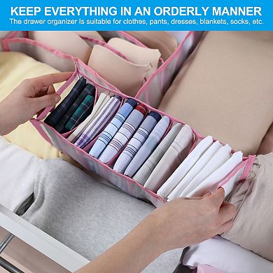 Wardrobe Clothes Organizer For Jeans, 7 Grids Drawer Organizers For Clothing