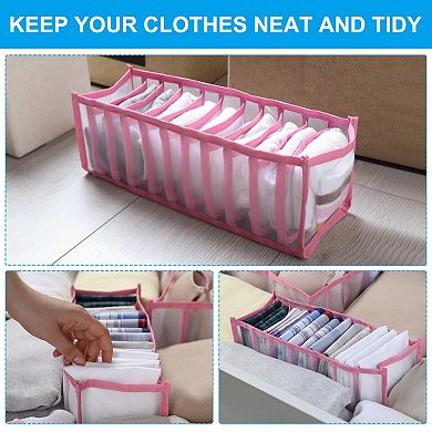 Wardrobe Clothes Organizer For Jeans, 7 Grids Drawer Organizers For Clothing