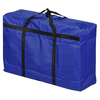 Storage Tote With Zippers, 150l Capacity Foldable Heavy Moving Tote Bags For Bedding Clothes, Blue