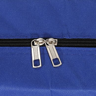 Storage Tote With Zippers, 150l Capacity Foldable Heavy Moving Tote Bags For Bedding Clothes, Blue