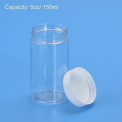 Round Jars With White Screw Top Lid, 5oz Clear Empty Containers For Storage, 4pcs