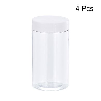 Round Jars With White Screw Top Lid, 5oz Clear Empty Containers For Storage, 4pcs